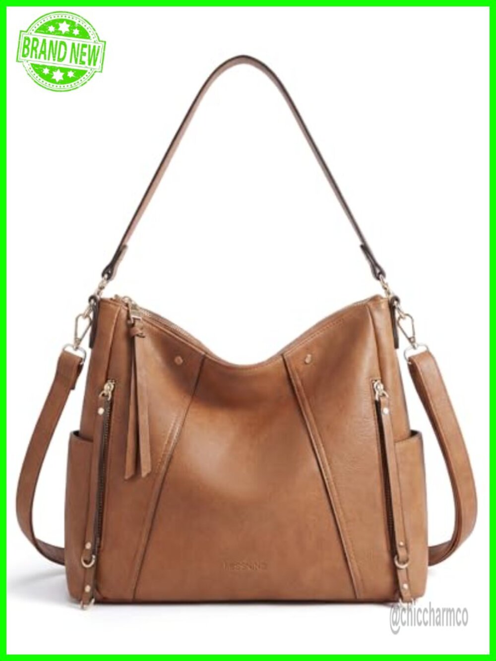 Leather Hobo Bag Crossbody Purse Shoulder Handbag with Dual Straps